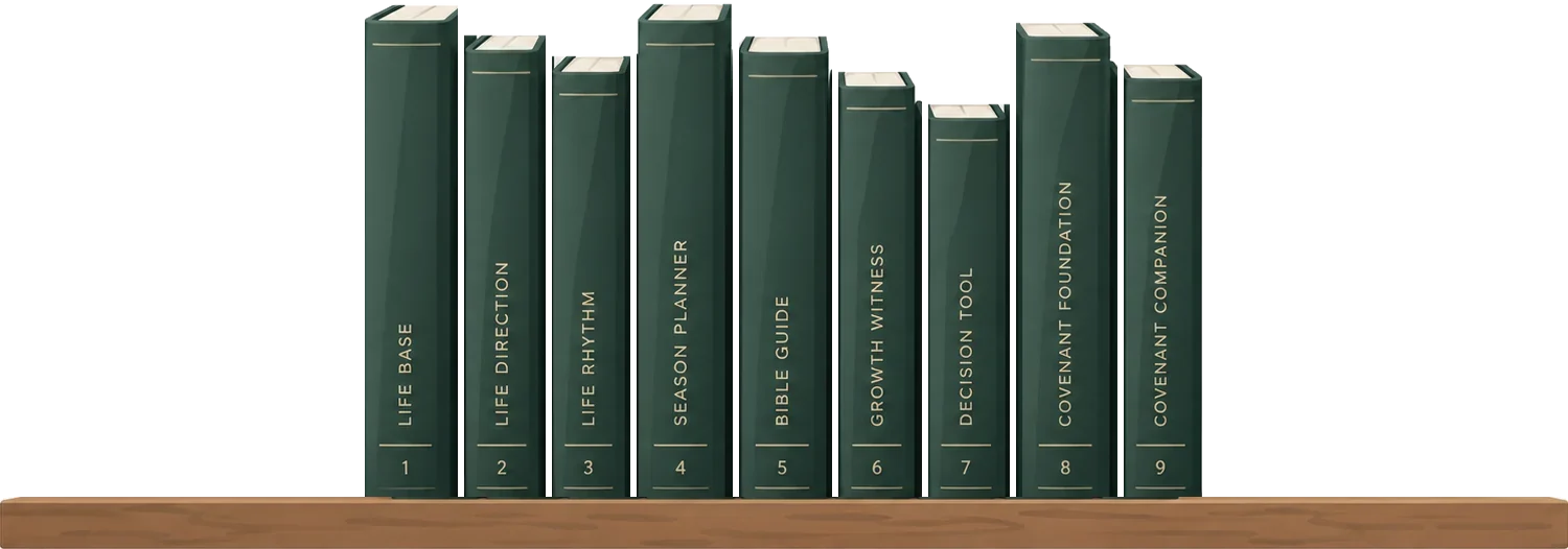 The nine Kingdom Life Tools on a shelf